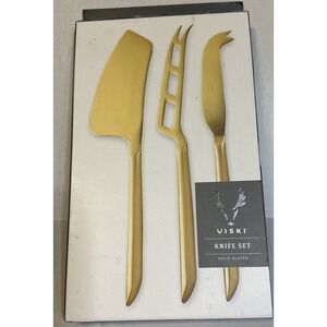Viski "Robert Mondavi" Gold Plated Knife Set, 3 Cheese Knives
